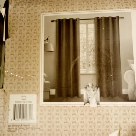 Exclusive Home VESTA  Room Darkening  Grommet Panels  2pc  SAND  52" x 108"  NEW - Picture 3 of 13